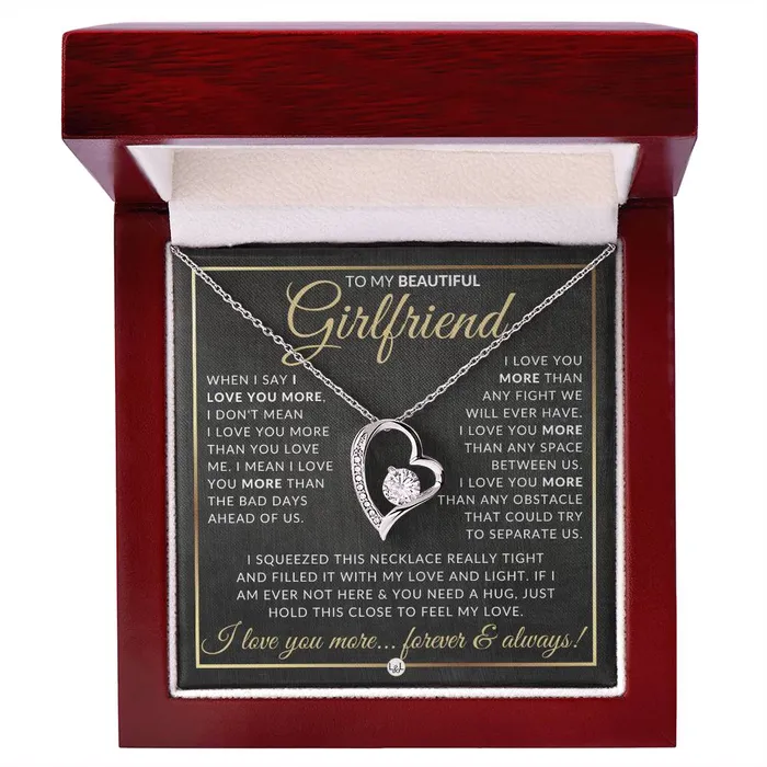 SurpriseGift For Girlfriend Open Heart Pendant Necklace Keepsake Message Card Sentimental and Romantic Christmas Valentines Day Birthday or Anniversary Present ShineOn Fulfillment Necklaces