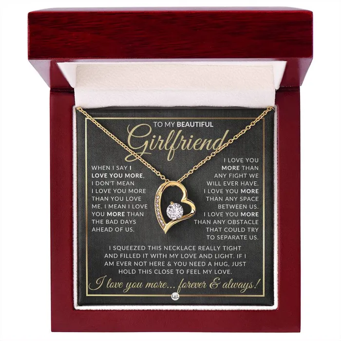 SurpriseGift For Girlfriend Open Heart Pendant Necklace Keepsake Message Card Sentimental and Romantic Christmas Valentines Day Birthday or Anniversary Present ShineOn Fulfillment Necklaces