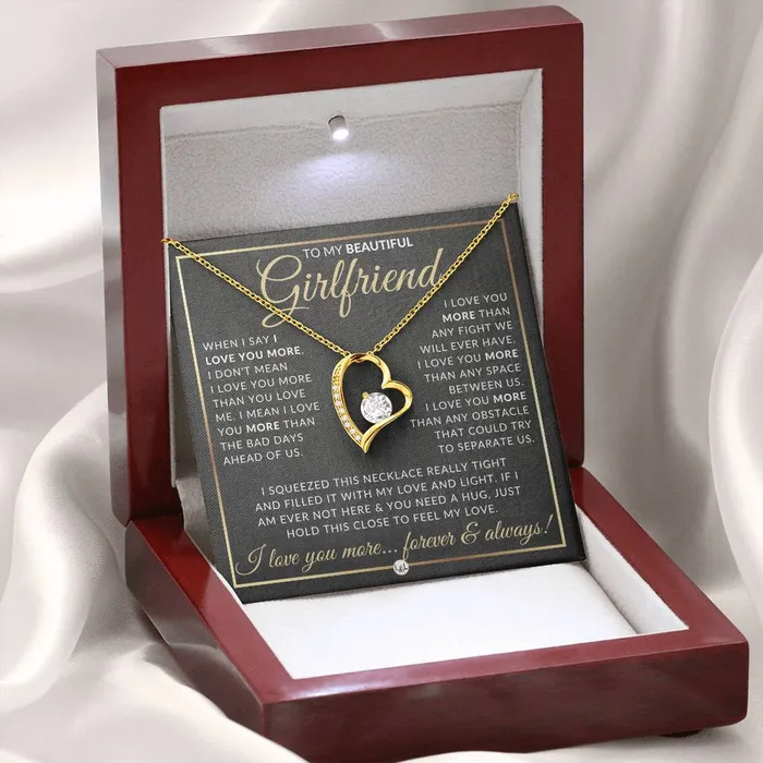 SurpriseGift For Girlfriend Open Heart Pendant Necklace Keepsake Message Card Sentimental and Romantic Christmas Valentines Day Birthday or Anniversary Present ShineOn Fulfillment Necklaces
