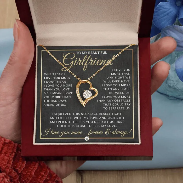 SurpriseGift For Girlfriend Open Heart Pendant Necklace Keepsake Message Card Sentimental and Romantic Christmas Valentines Day Birthday or Anniversary Present ShineOn Fulfillment Necklaces