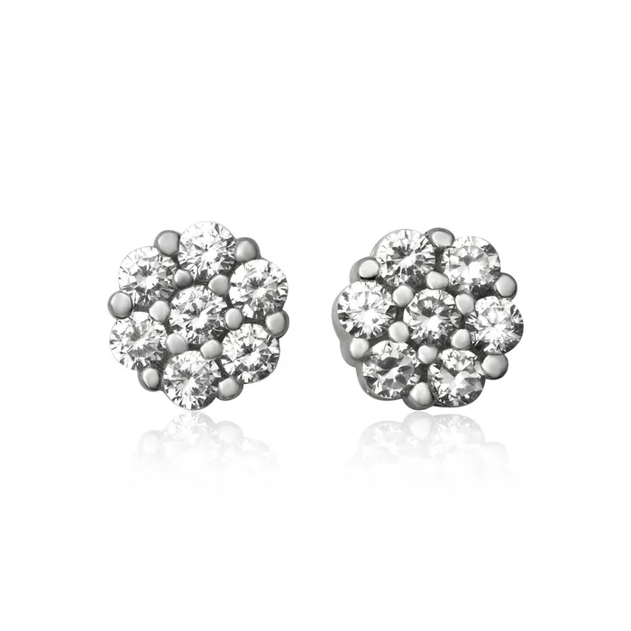 Teeda Earrings EZ7030 7mm Cluster Cubic Zirconia Stud Earrings