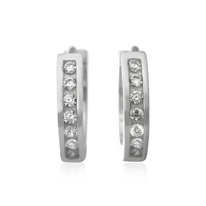 Teeda Earrings EZ7036 Channel Set CZ Huggie Earrings
