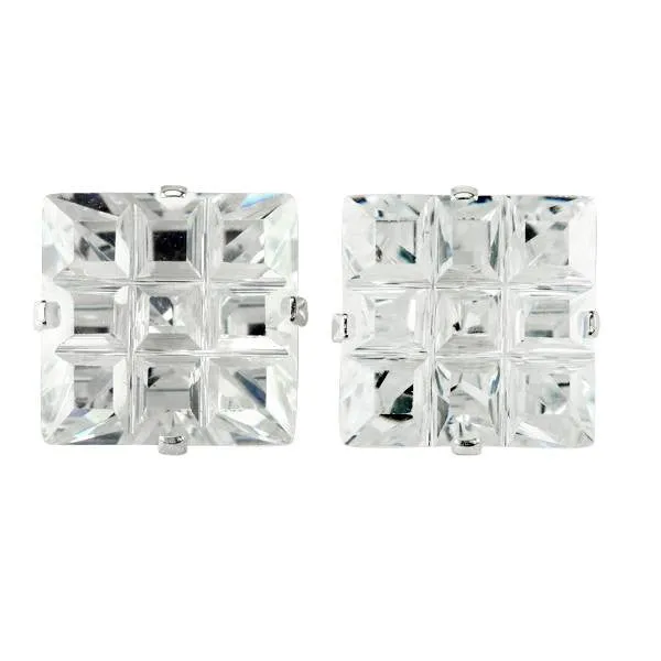 Teeda Earrings EZ9022 Invisible Set Square CZ Earrings 8mm