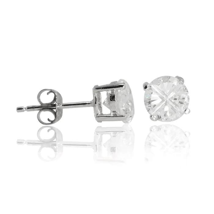 Teeda Earrings EZBIR050 Invisible Set Round CZ Stud Earrings Basket Setting 5mm Teeda Earrings EZBIR050 Invisible Set Round CZ Stud Earrings Basket Setting 5mm