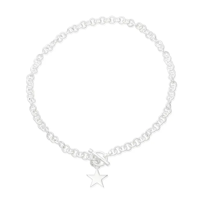 Teeda N004 Sm Round Link Charm Necklace Necklaces
