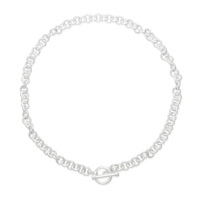 Teeda N004 Sm Round Link Charm Necklace Necklaces
