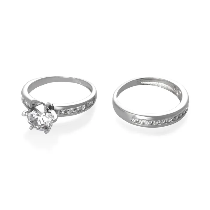 Teeda Rings RSZ3002 Channel Set CZ Wedding Ring Set