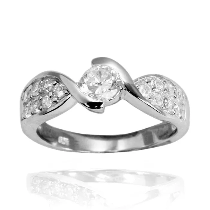 Teeda Rings RZ7051 Round Twist Channel Set CZ Ring