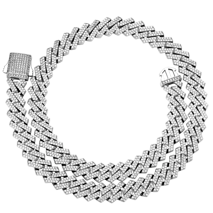 The Icetruck Necklaces 14mm Moissanite Prong Cuban Chain in 925 Silver