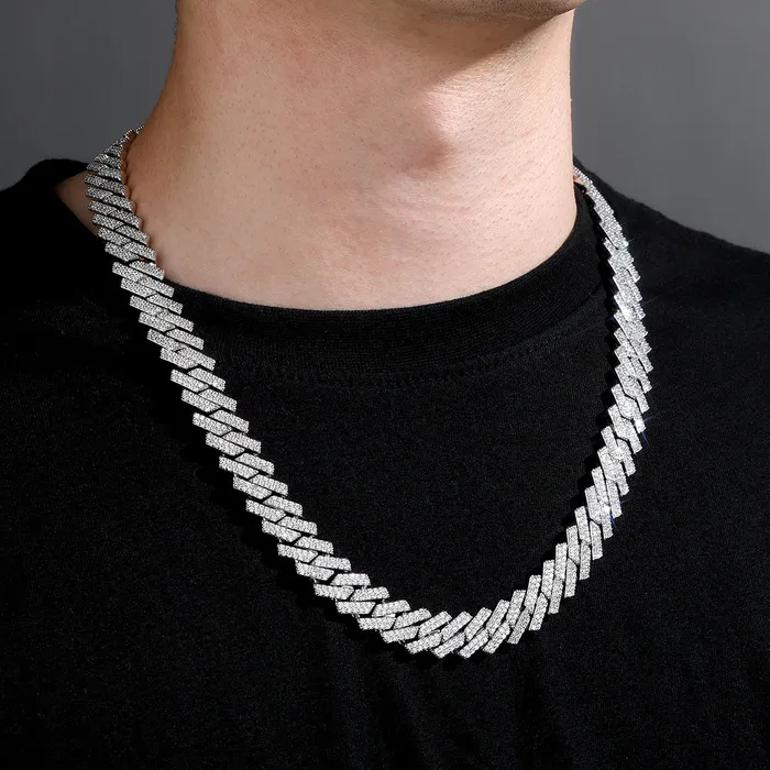 The Icetruck Necklaces 14mm Moissanite Prong Cuban Chain in 925 Silver