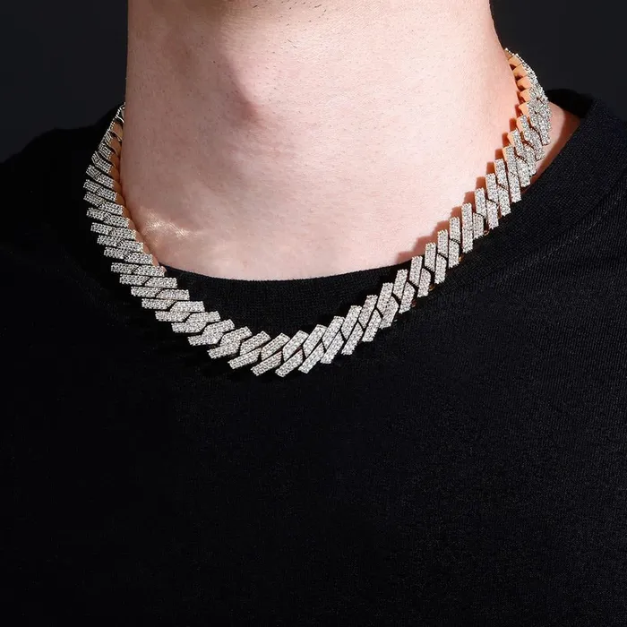The Icetruck Necklaces 14mm Moissanite Prong Cuban Chain in 925 Silver