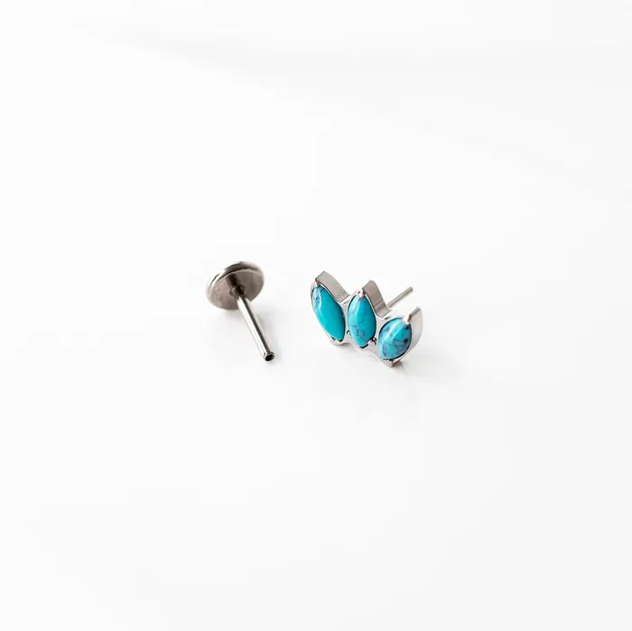 The Sonora Titanium Flat Back Sleeper Earrings Studs Set with Turquoise Grayling Earrings