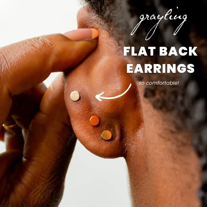 The Sonora Titanium Flat Back Sleeper Earrings Studs Set with Turquoise Grayling Earrings
