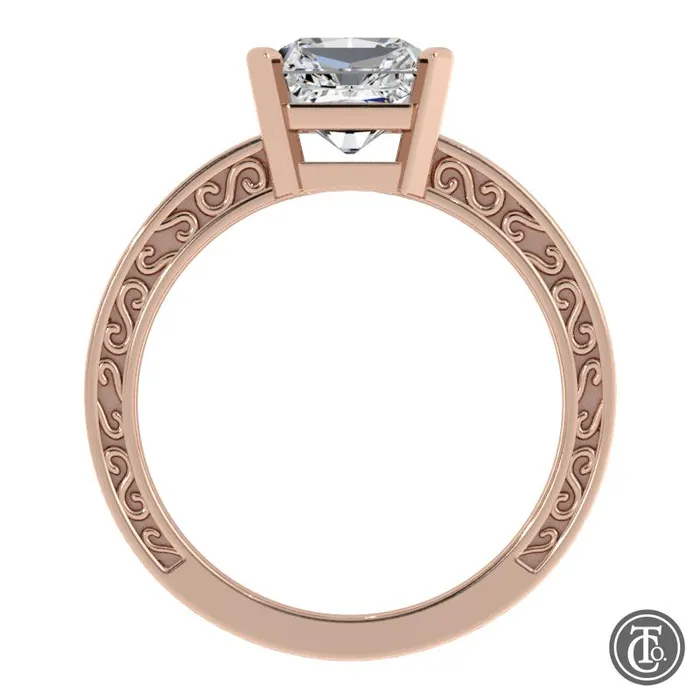 Thollot Co Rings Solitaire SemiMount Engagement Ring with Scroll Accents
