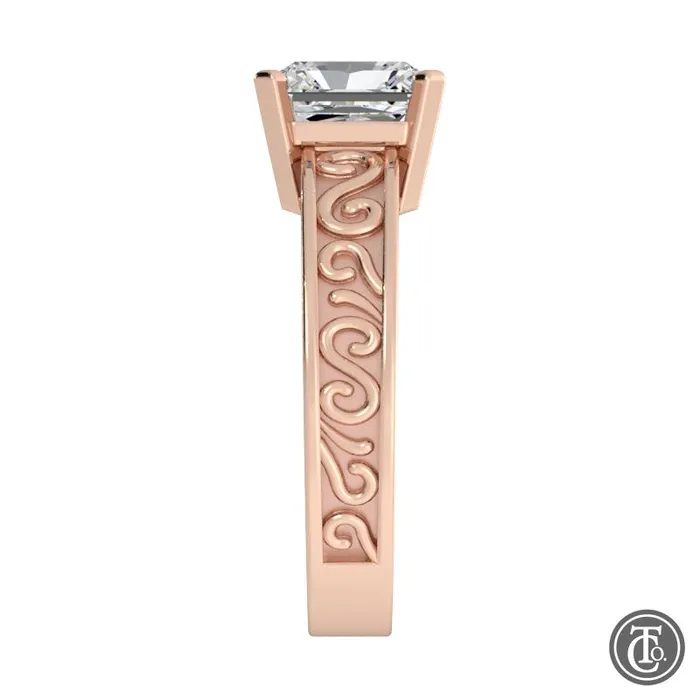 Thollot Co Rings Solitaire SemiMount Engagement Ring with Scroll Accents