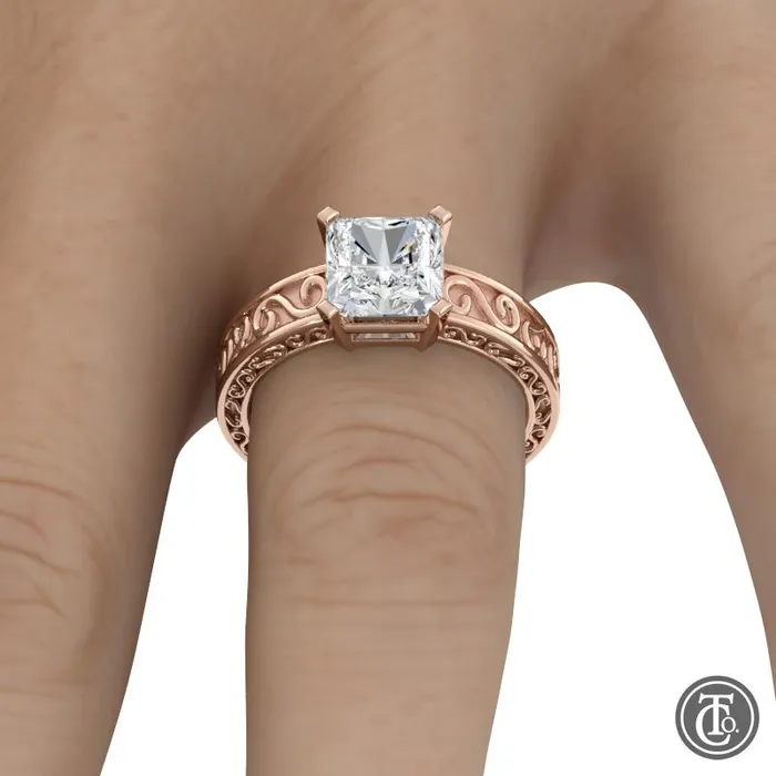 Thollot Co Rings Solitaire SemiMount Engagement Ring with Scroll Accents