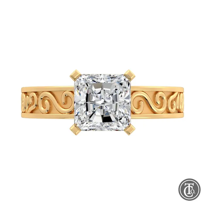 Thollot Co Rings Solitaire SemiMount Engagement Ring with Scroll Accents