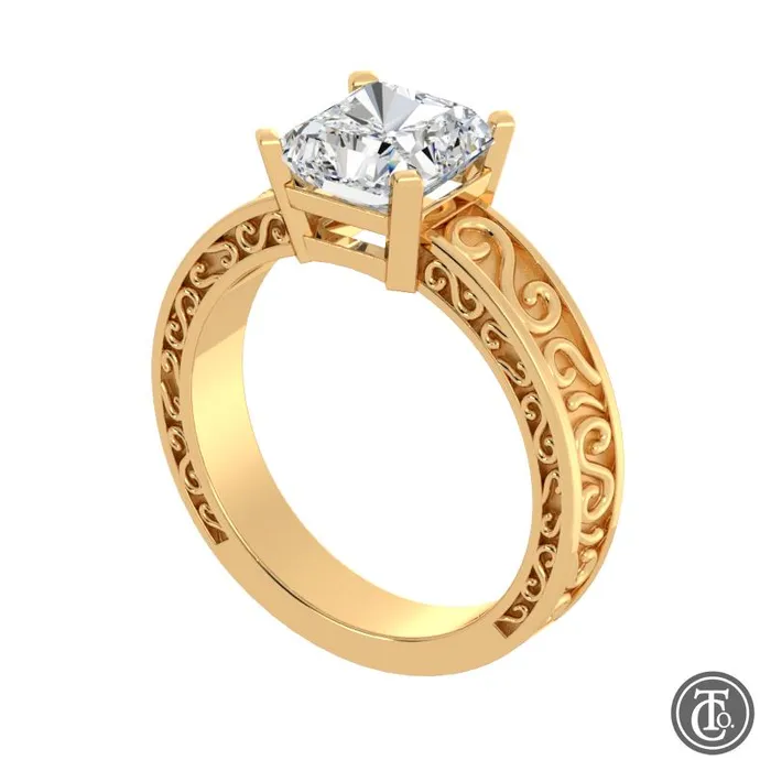 Thollot Co Rings Solitaire SemiMount Engagement Ring with Scroll Accents