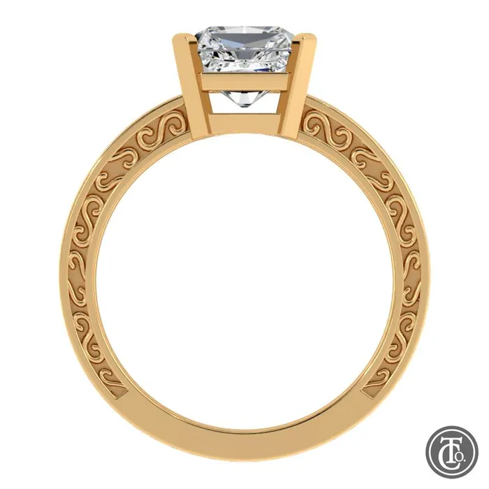 Thollot Co Rings Solitaire SemiMount Engagement Ring with Scroll Accents