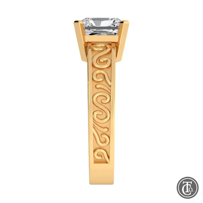 Thollot Co Rings Solitaire SemiMount Engagement Ring with Scroll Accents