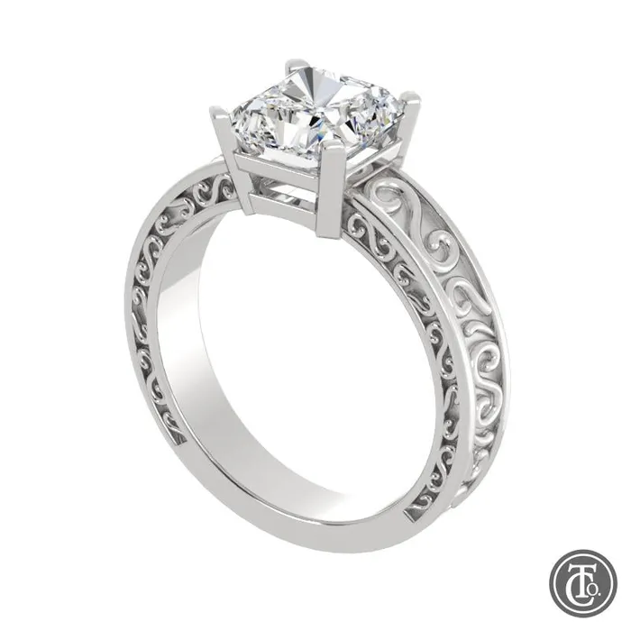 Thollot Co Rings Solitaire SemiMount Engagement Ring with Scroll Accents