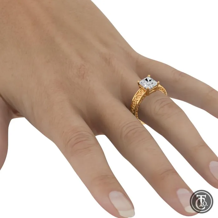 Thollot Co Rings Solitaire SemiMount Engagement Ring with Scroll Accents