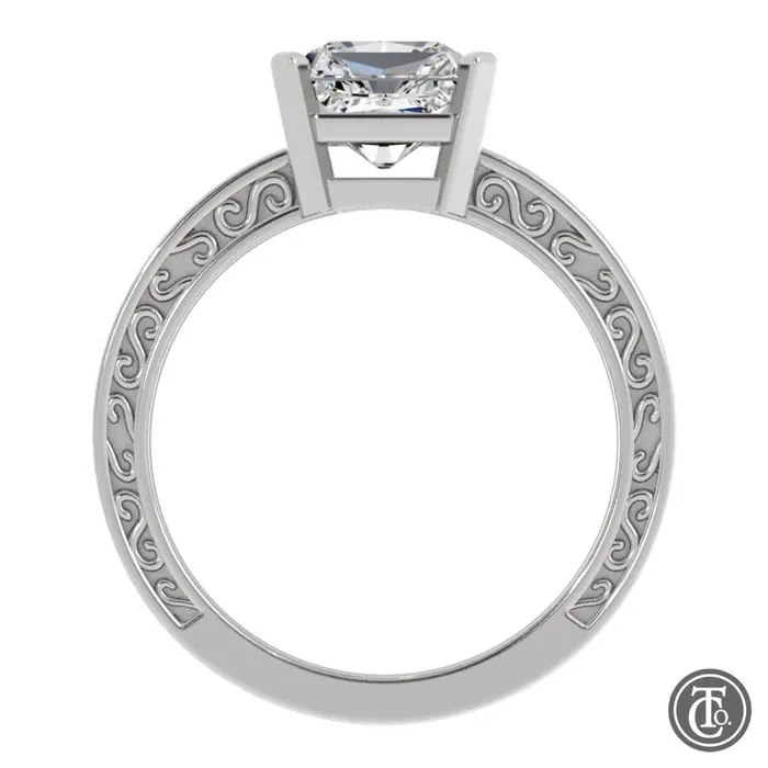 Thollot Co Rings Solitaire SemiMount Engagement Ring with Scroll Accents
