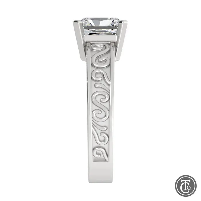 Thollot Co Rings Solitaire SemiMount Engagement Ring with Scroll Accents