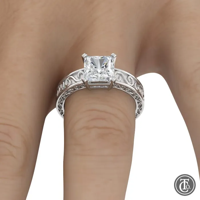 Thollot Co Rings Solitaire SemiMount Engagement Ring with Scroll Accents