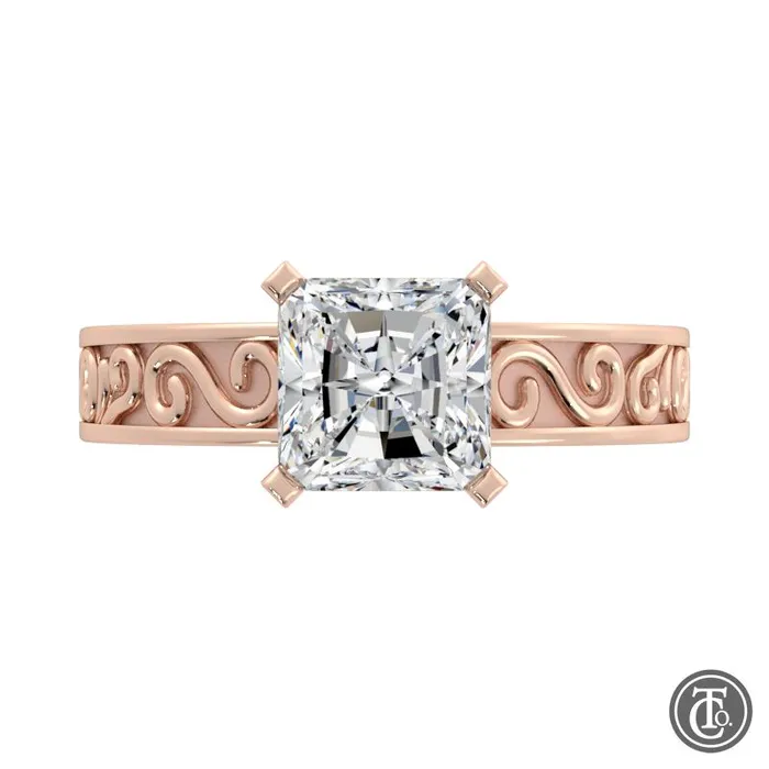 Thollot Co Rings Solitaire SemiMount Engagement Ring with Scroll Accents