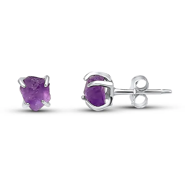 Tiny Raw Amethyst Stud Earrings Uniquelan Jewelry Earrings Tiny Raw Amethyst Stud Earrings Uniquelan Jewelry Earrings