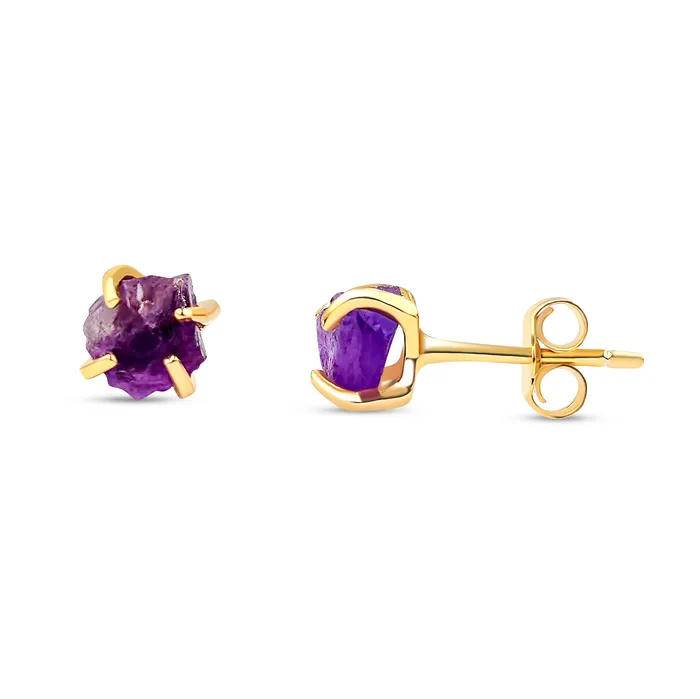 Tiny Raw Amethyst Stud Earrings Uniquelan Jewelry Earrings Tiny Raw Amethyst Stud Earrings Uniquelan Jewelry Earrings