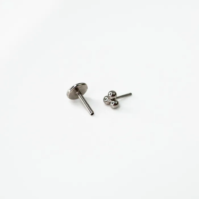 Tiny Trio Titanium Flat Back Nose Stud Grayling Earrings