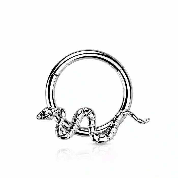 Titanium Snake Hinged Segment Hoop Ring Glitters Rings