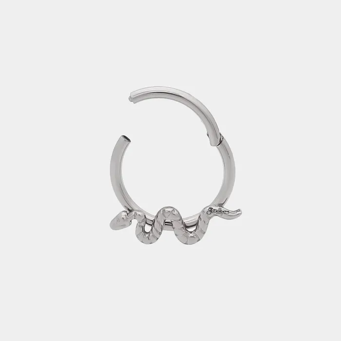 Titanium Snake Hinged Segment Hoop Ring Glitters Rings