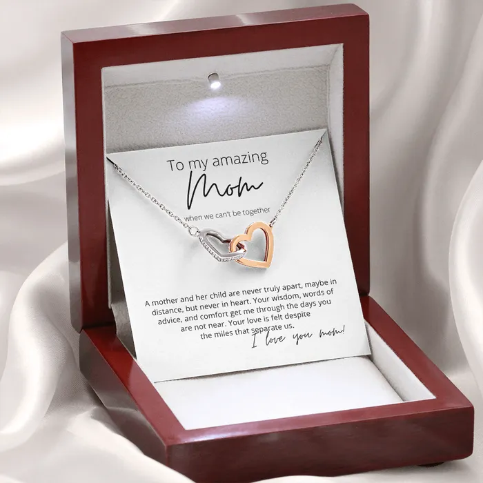 To My Amazing Mom Your Love is Felt Interlocking Hearts Pendant Necklace Perfect for Your Long Distance Mom ShineOn Fulfillment Necklaces