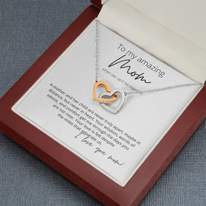 To My Amazing Mom Your Love is Felt Interlocking Hearts Pendant Necklace Perfect for Your Long Distance Mom ShineOn Fulfillment Necklaces