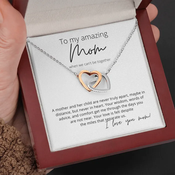To My Amazing Mom Your Love is Felt Interlocking Hearts Pendant Necklace Perfect for Your Long Distance Mom ShineOn Fulfillment Necklaces