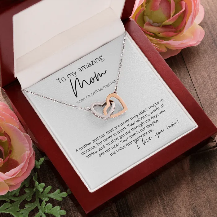 To My Amazing Mom Your Love is Felt Interlocking Hearts Pendant Necklace Perfect for Your Long Distance Mom ShineOn Fulfillment Necklaces