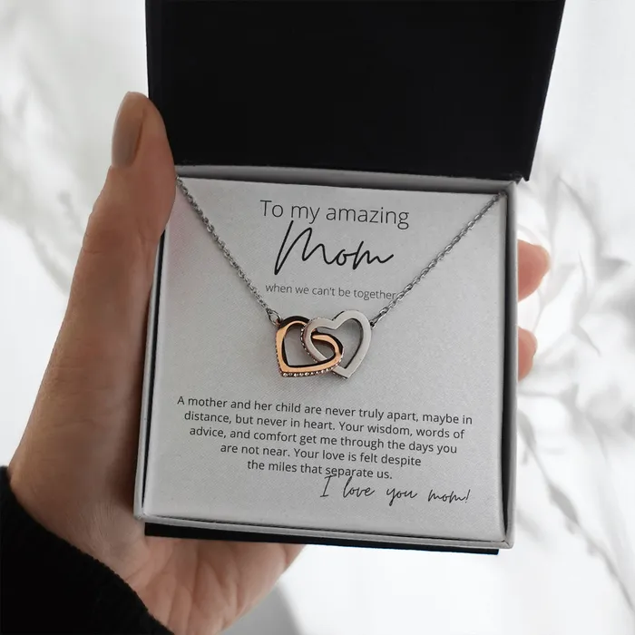 To My Amazing Mom Your Love is Felt Interlocking Hearts Pendant Necklace Perfect for Your Long Distance Mom ShineOn Fulfillment Necklaces