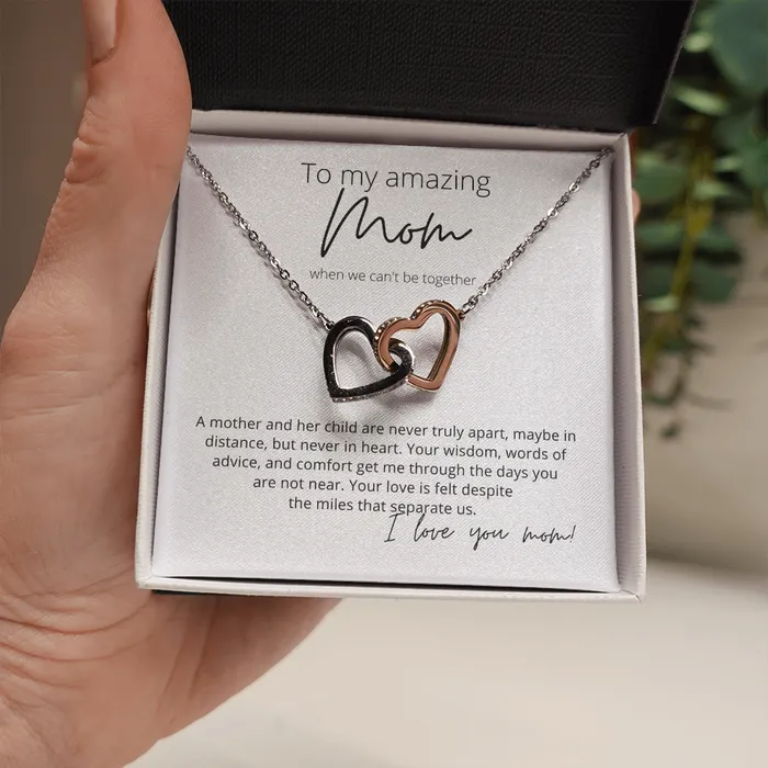 To My Amazing Mom Your Love is Felt Interlocking Hearts Pendant Necklace Perfect for Your Long Distance Mom ShineOn Fulfillment Necklaces