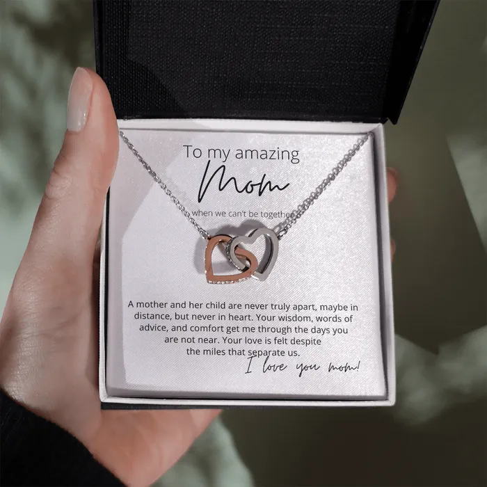 To My Amazing Mom Your Love is Felt Interlocking Hearts Pendant Necklace Perfect for Your Long Distance Mom ShineOn Fulfillment Necklaces