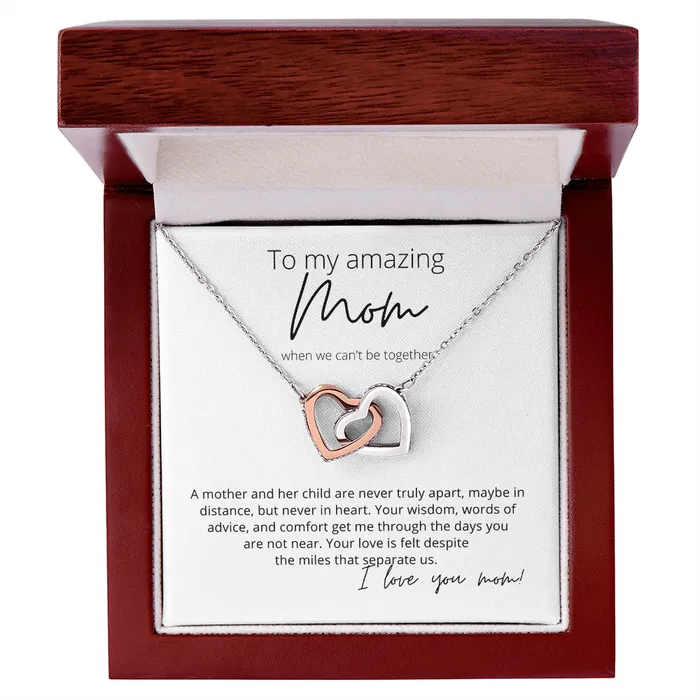 To My Amazing Mom Your Love is Felt Interlocking Hearts Pendant Necklace Perfect for Your Long Distance Mom ShineOn Fulfillment Necklaces