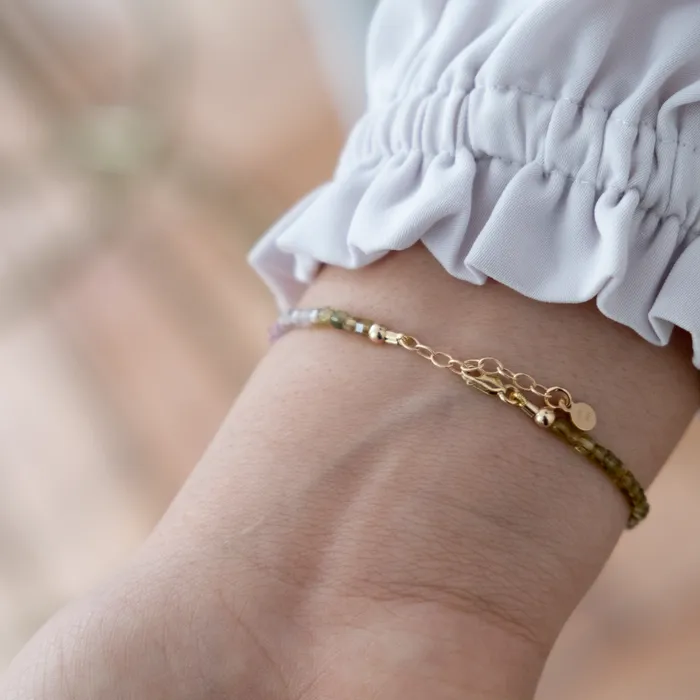Tourmaline beaded Bracelet 14k gold Vivien Frank Bracelets