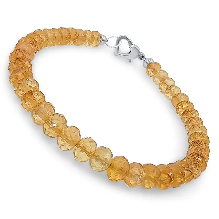 Uniquelan Jewelry Bracelets Genuine Citrine Heart Strand Bracelet