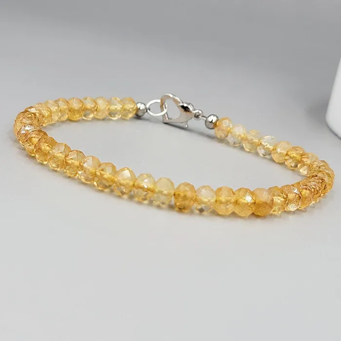 Uniquelan Jewelry Bracelets Genuine Citrine Heart Strand Bracelet