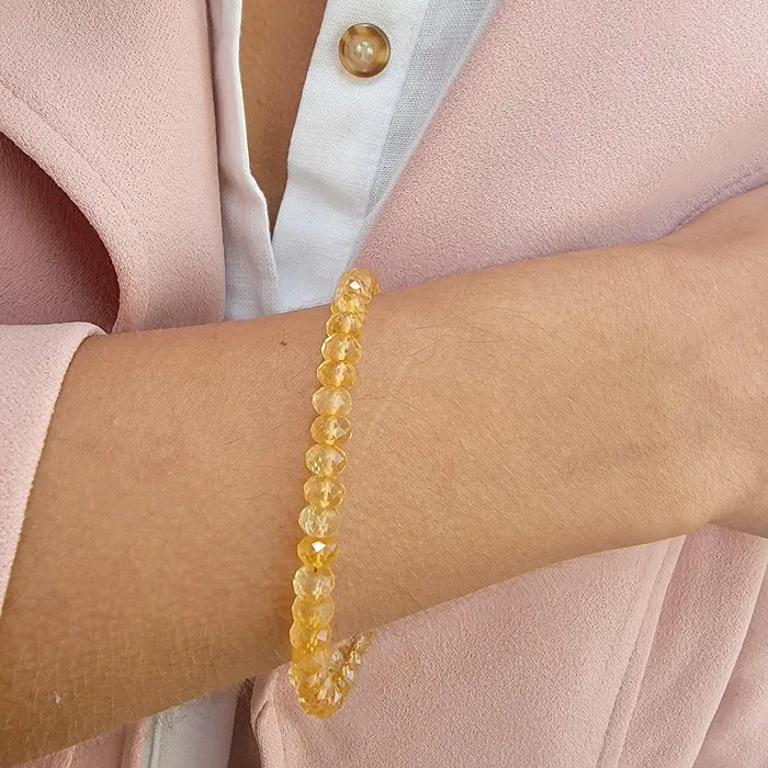 Uniquelan Jewelry Bracelets Genuine Citrine Heart Strand Bracelet