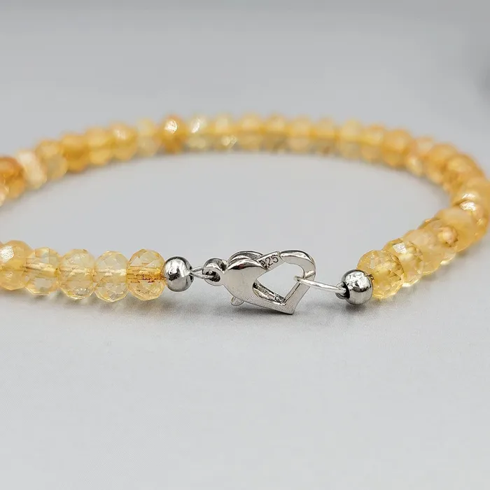 Uniquelan Jewelry Bracelets Genuine Citrine Heart Strand Bracelet