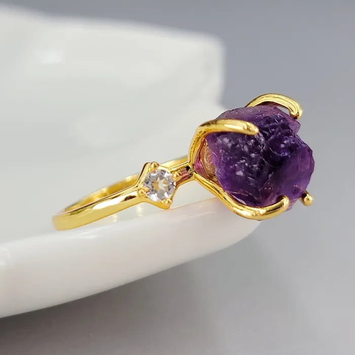Uniquelan Jewelry Bracelets Raw Amethyst Bracelet Ring Set Uniquelan Jewelry Bracelets Raw Amethyst Bracelet Ring Set