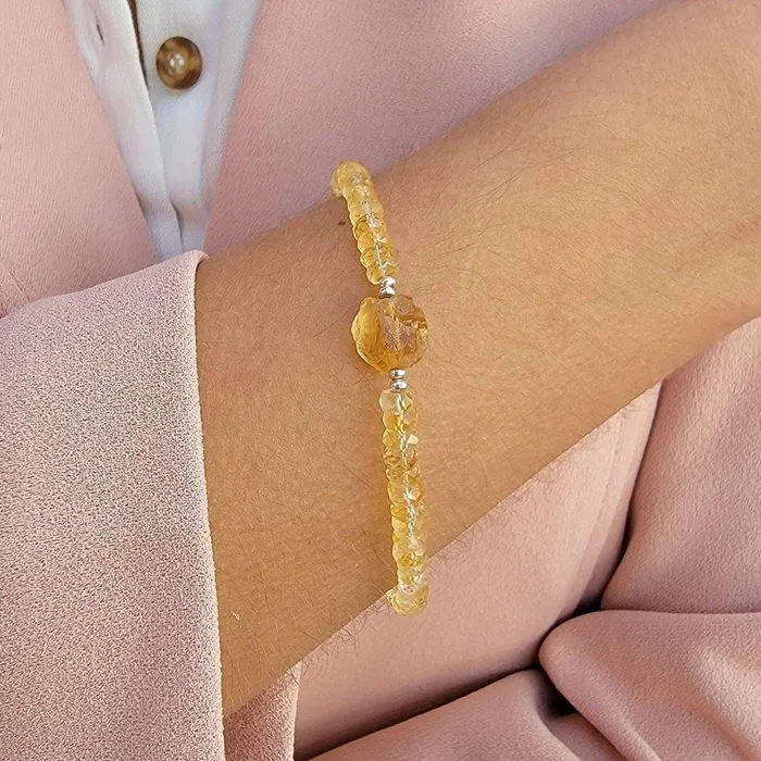 Uniquelan Jewelry Bracelets Raw Citrine Strand Bracelet